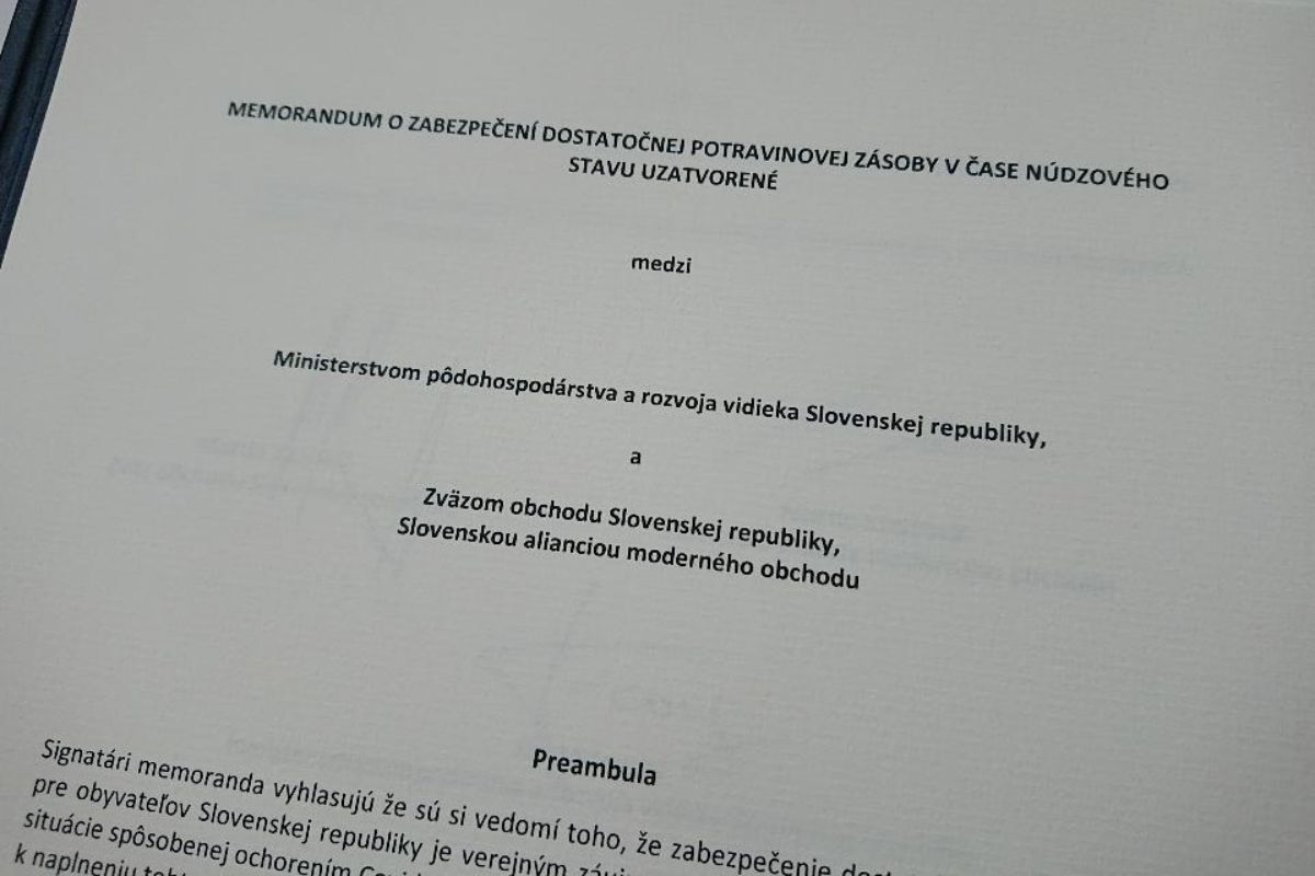 Zväz obchodu SR sa stal signatárom Memoranda o zabezpečení dostatočnej potravinovej zásoby v čase núdzového stavu