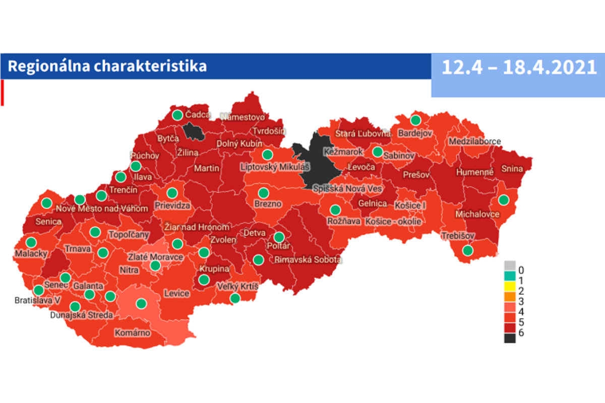 Aktualizácia mapy rizikových okresov  (COVID-19)